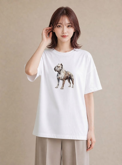 グラフィックTシャツ レディース 犬 いぬ イラスト 淡色 親子 20代 白T YMAZO