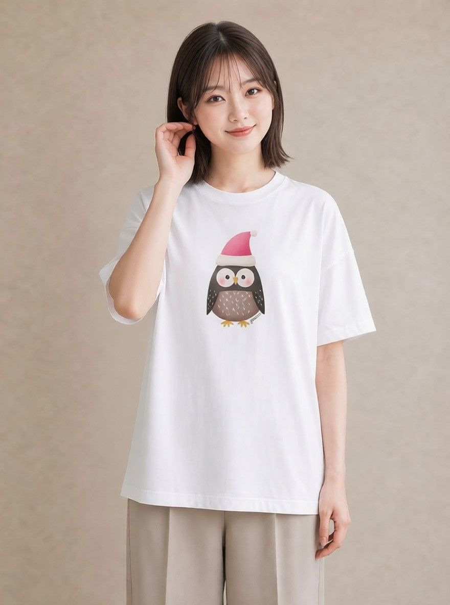 グラフィックTシャツ レディース シロフクロウ 動物 アニマル イラスト モード 夏コーデ 通学 白T YMAZO