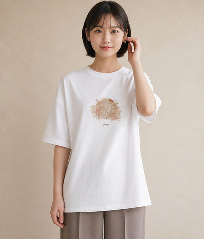 半袖Tシャツ レディース 獅子座 星空 宇宙 イラスト ラフ おしゃれギフト 社会人 白T YMAZO