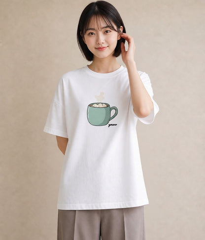 Tシャツ レディース 抹茶 食べ物 フード イラスト ママ カフェ服 白T YMAZO