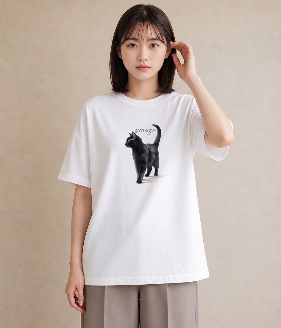 デザインTシャツ レディース シャム 猫 ねこ イラスト 淡色 デイリーウェア 休日 白T YMAZO