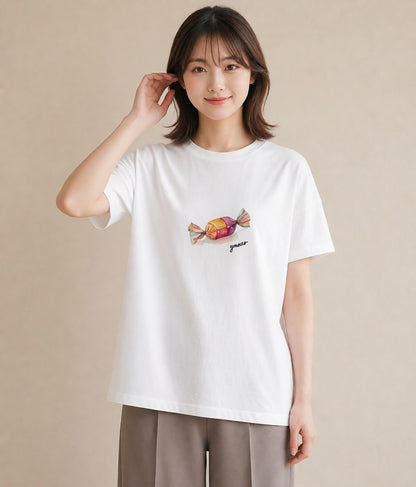 デザインTシャツ レディース だんご 食べ物 フード イラスト 水彩風 在宅 公園 白T YMAZO
