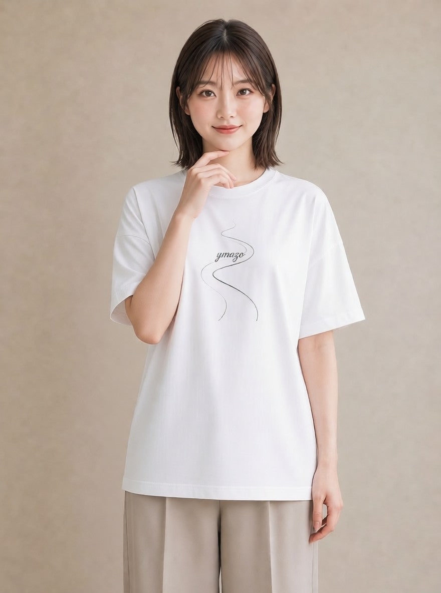 グラフィックTシャツ レディース 雨上がりの小道 雨上がり 小道 ナチュラル アンティーク イラスト 線画 旅行 母娘コーデ 白T YMAZO