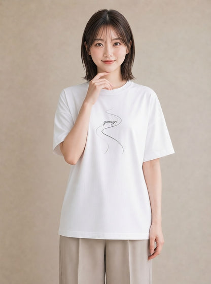 グラフィックTシャツ レディース 雨上がりの小道 雨上がり 小道 ナチュラル アンティーク イラスト 線画 旅行 母娘コーデ 白T YMAZO