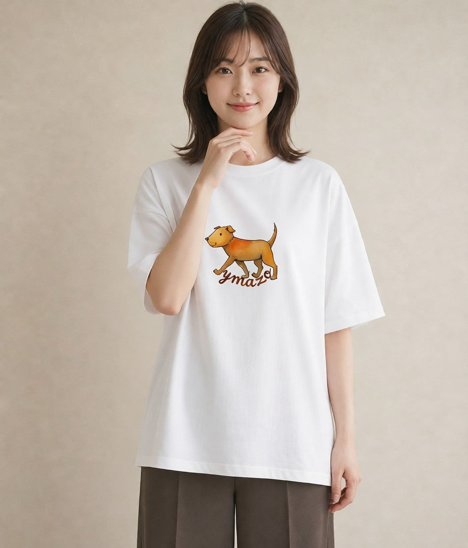 デザインTシャツ レディース 老犬 犬 いぬ イラスト 手描き風 おしゃれギフト 社会人 白T YMAZO