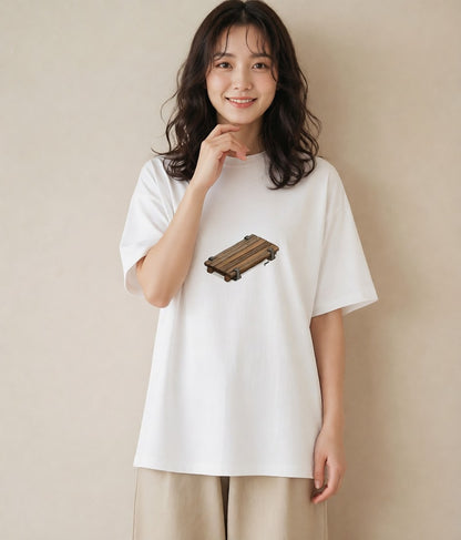 プリントTシャツ レディース 雨上がりのベンチ ベンチ ナチュラル アンティーク イラスト ポップ カフェ巡り 女子会 白T YMAZO