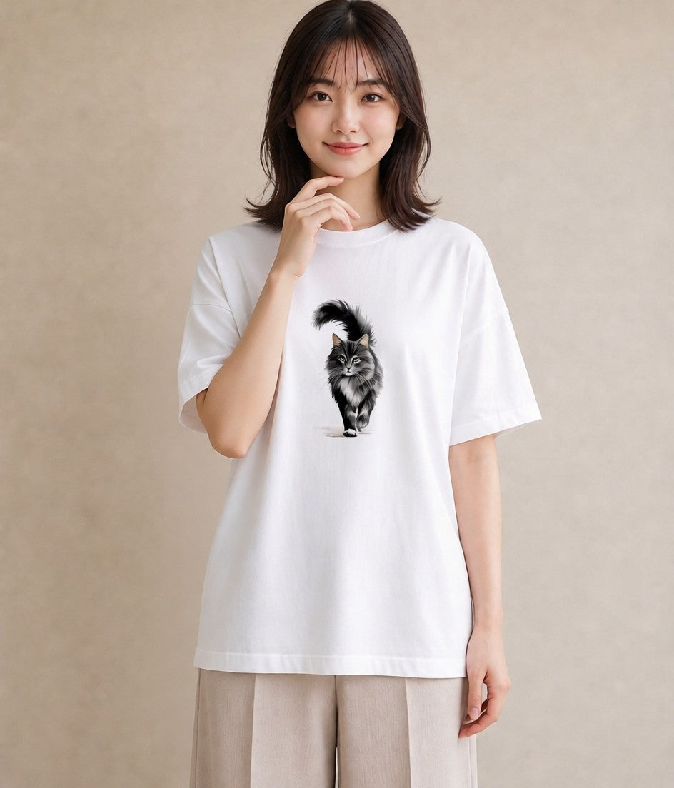 Tシャツ レディース ソマリ 猫 ねこ イラスト レトロ 春コーデ 姉妹 白T YMAZO