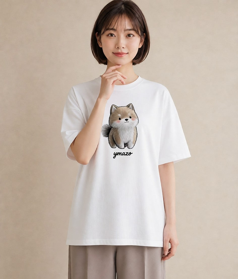 グラフィックTシャツ レディース 柴犬 しばいぬ 犬 いぬ イラスト ミニマル 週末コーデ 敬老の日 白T YMAZO