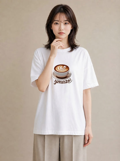半袖Tシャツ レディース エスプレッソ 食べ物 フード イラスト 抜け感 通勤 在宅 白T YMAZO