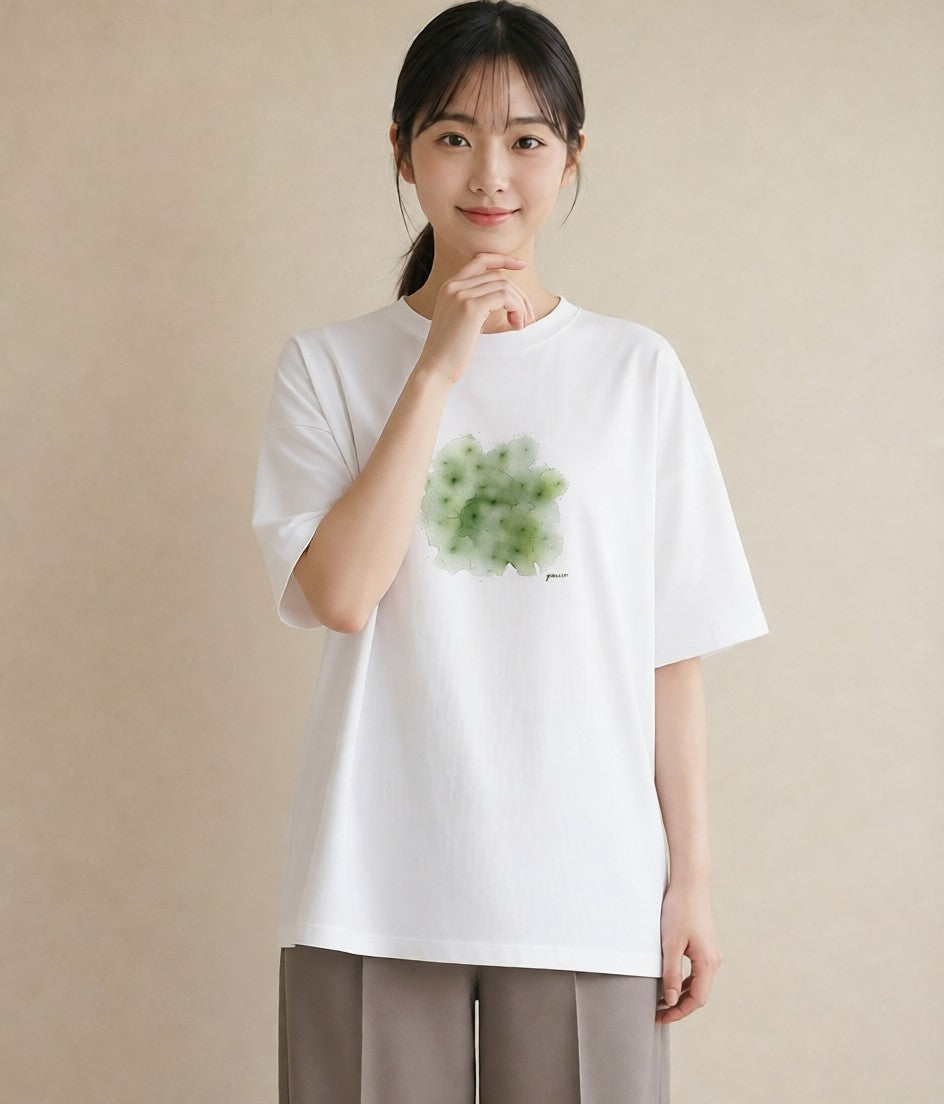 グラフィックTシャツ レディース クローバー 四つ葉 花 花柄 イラスト 線画 夏コーデ 通学 白T YMAZO