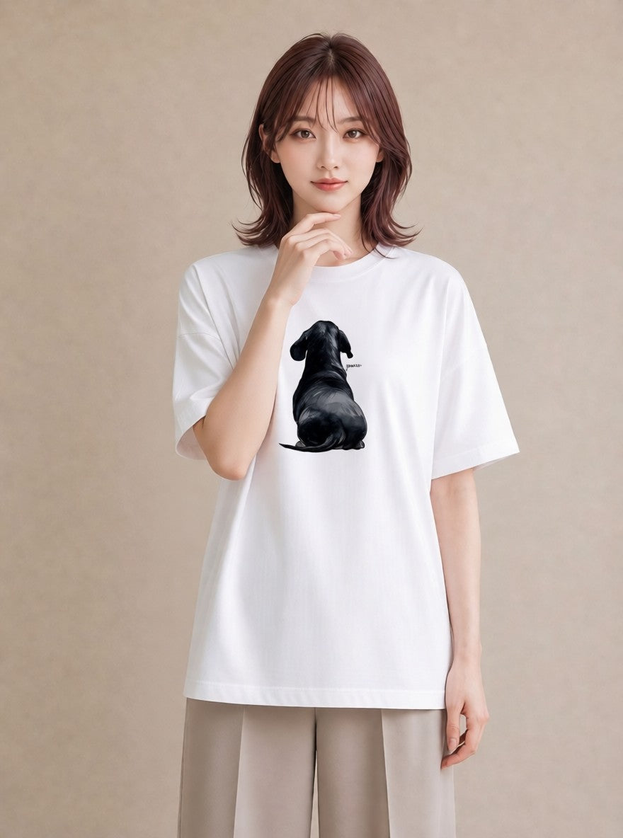 半袖Tシャツ レディース ミックス犬 犬 いぬ イラスト 韓国風 カジュアルコーデ 買い物 白T YMAZO