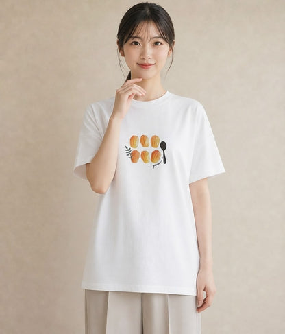 Tシャツ レディース マカロン 食べ物 フード イラスト きれいめカジュアル 部屋着 女性向けギフト 白T YMAZO