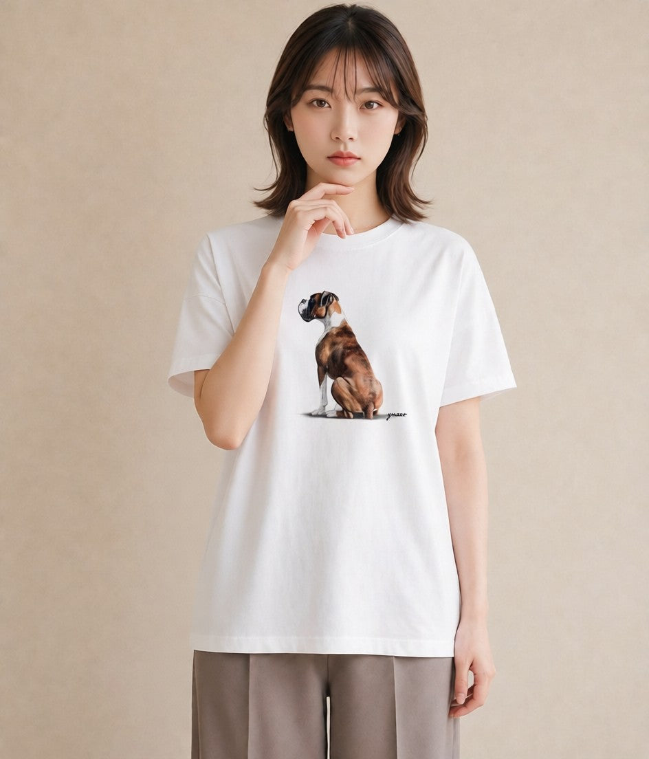 Tシャツ レディース 老犬 犬 いぬ イラスト 線画 秋コーデ おしゃれギフト 白T YMAZO