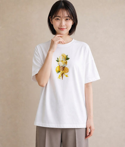 デザインTシャツ レディース ソフトクリーム 食べ物 フード イラスト カジュアル 部屋着 女性向けギフト 白T YMAZO