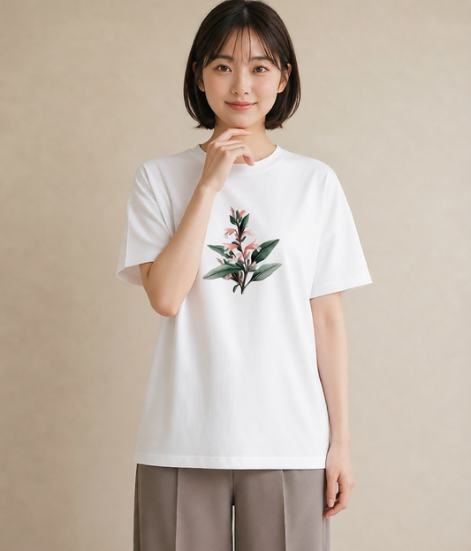 半袖Tシャツ レディース すずらん 花 花柄 イラスト お洒落 デイリーウェア 休日 白T YMAZO