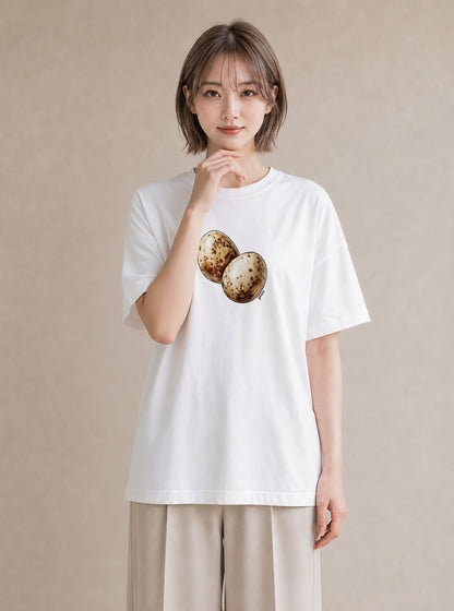 グラフィックTシャツ レディース たまご 食べ物 フード イラスト ガーリー 女性向けギフト 散歩 白T YMAZO