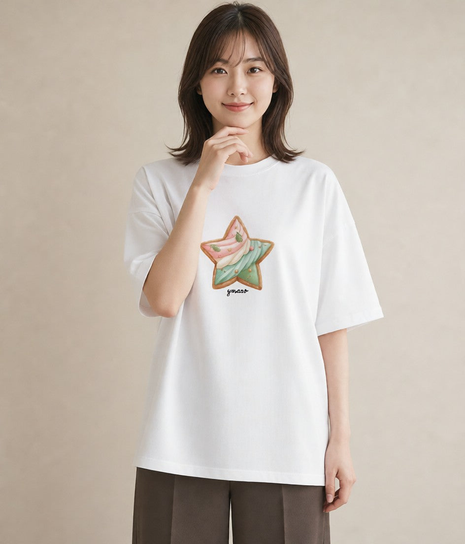 半袖Tシャツ レディース あんみつ 食べ物 フード イラスト フェミニン 部屋着 女性向けギフト 白T YMAZO