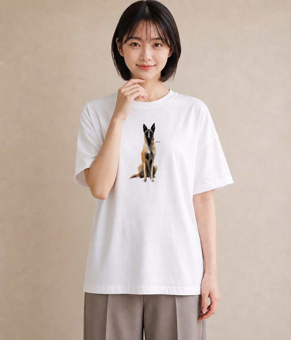 Tシャツ レディース ジャーマンシェパード 犬 いぬ イラスト 上品 送別ギフト 通勤 白T YMAZO