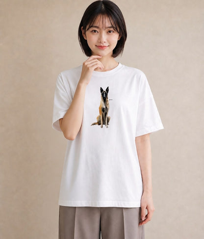Tシャツ レディース ジャーマンシェパード 犬 いぬ イラスト 上品 送別ギフト 通勤 白T YMAZO