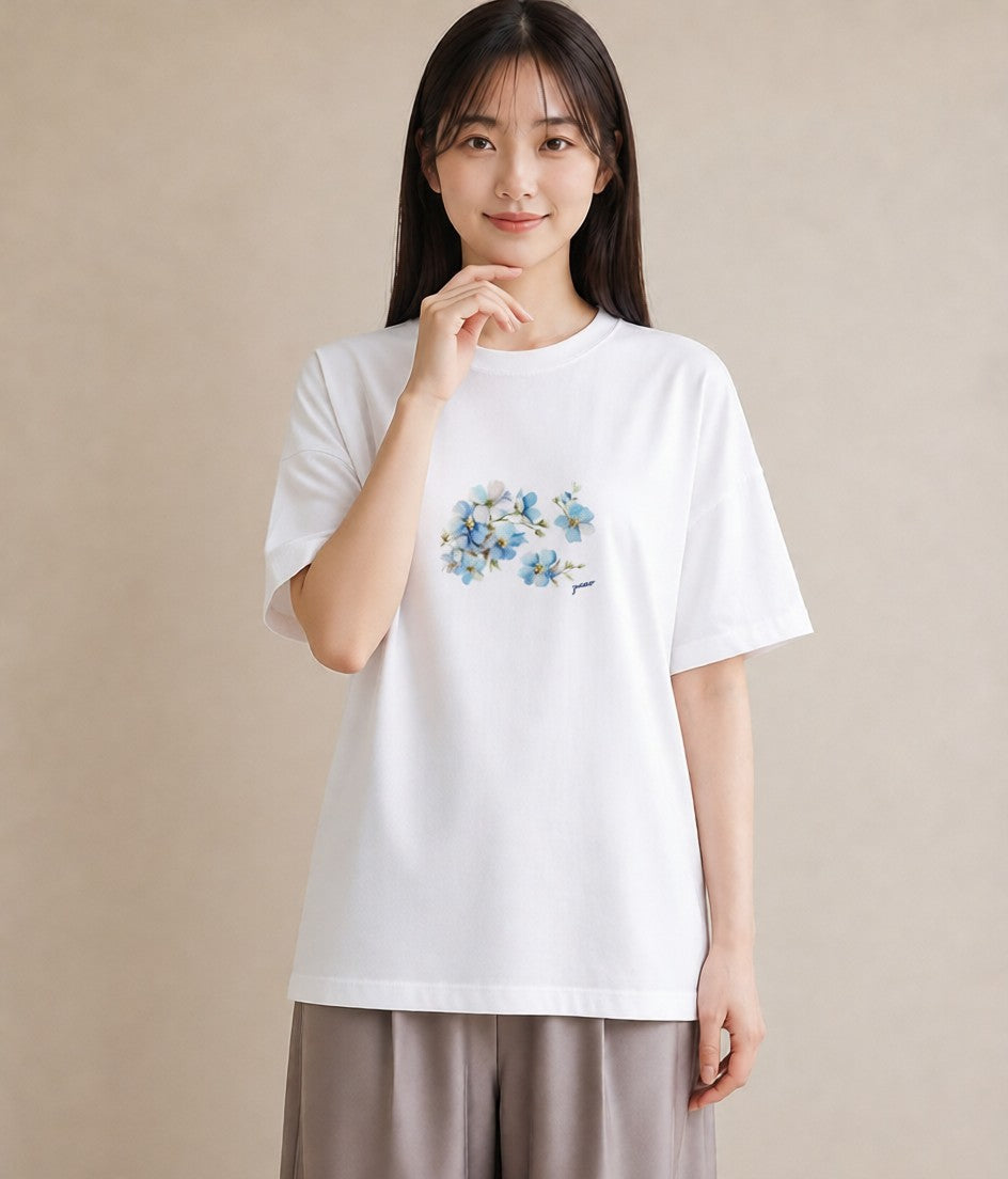 デザインTシャツ レディース 花 花柄 イラスト シック 女性 旅行用 白T YMAZO