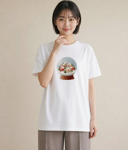Tシャツ レディース 雪 星空 宇宙 イラスト ボタニカル デート 帰省 白T YMAZO