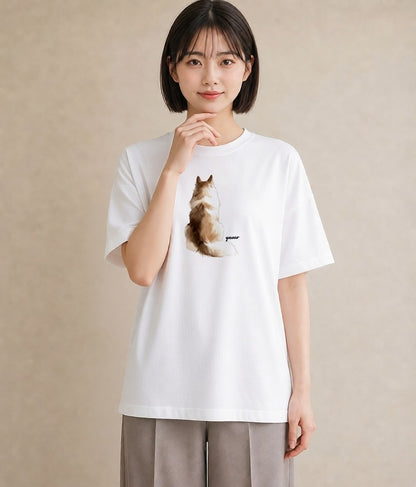 半袖Tシャツ レディース シャム柄 猫 ねこ イラスト 旅行コーデ 秋コーデ おしゃれギフト 白T YMAZO