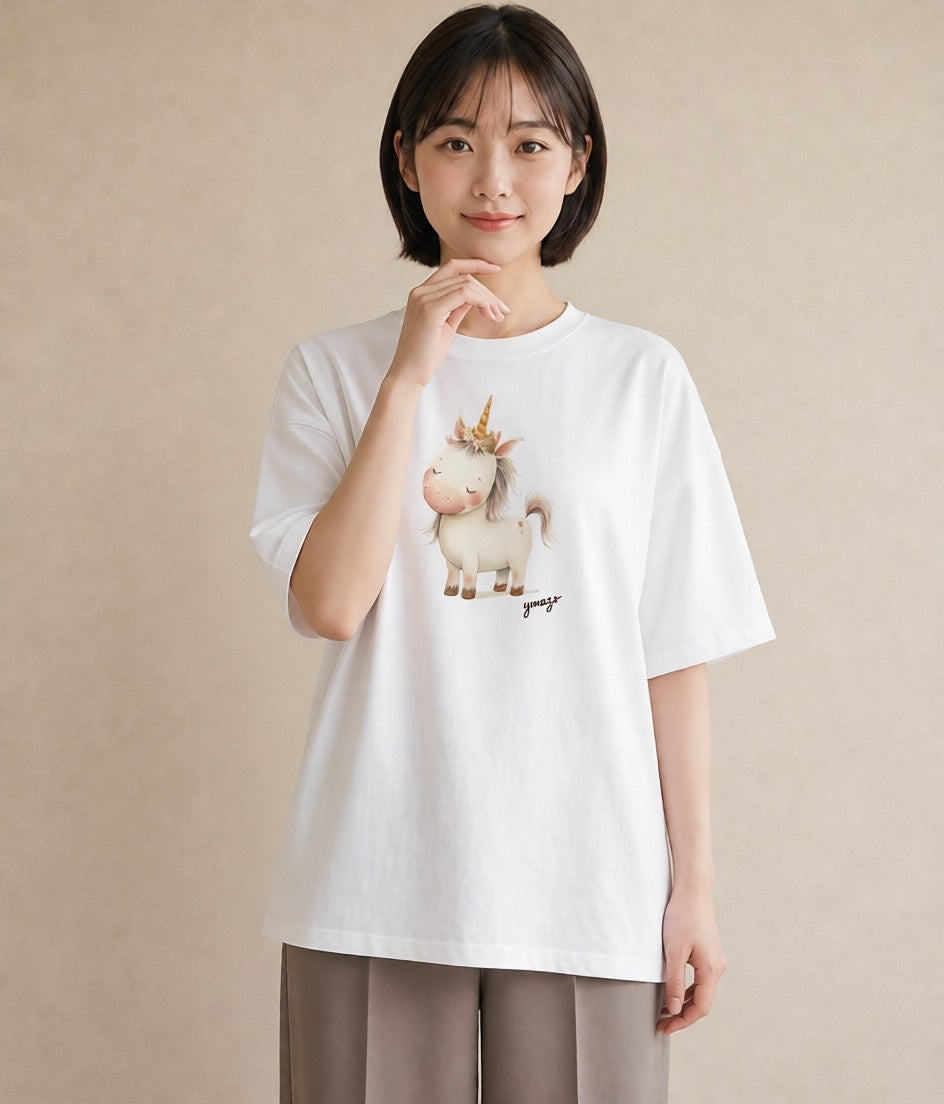 Tシャツ レディース サイ 動物 アニマル イラスト ニュアンス ミセス 春コーデ 白T YMAZO
