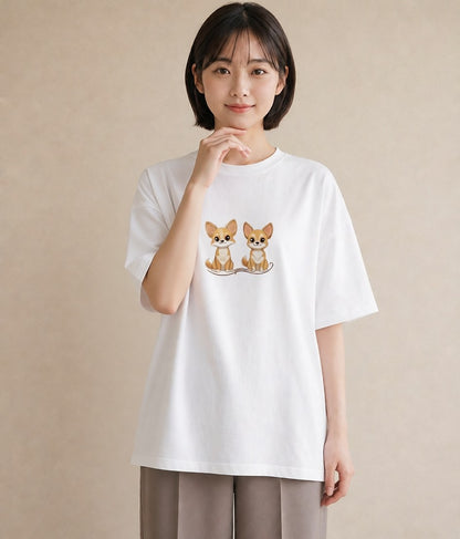 プリントTシャツ レディース チワワ 犬 いぬ イラスト フェミニン ホワイトデー 春服 白T YMAZO