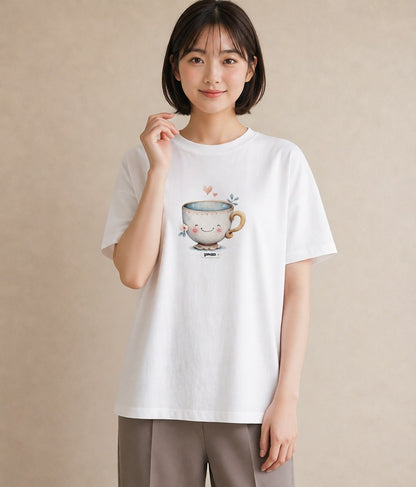 デザインTシャツ レディース ココア 食べ物 フード イラスト 旅行コーデ ルームウェア ギフト 白T YMAZO