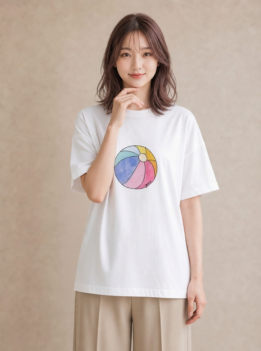 デザインTシャツ レディース わたあめ 食べ物 フード イラスト ナチュラル 春服 ミセス 白T YMAZO