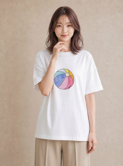 デザインTシャツ レディース わたあめ 食べ物 フード イラスト ナチュラル 春服 ミセス 白T YMAZO