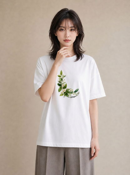 デザインTシャツ レディース 金木犀 花 花柄 イラスト ゆるコーデ 姉妹 送別ギフト 白T
