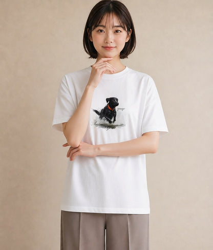 Tシャツ レディース ラブラドールレトリバー 犬 いぬ イラスト ラフ おしゃれギフト 社会人 白T YMAZO