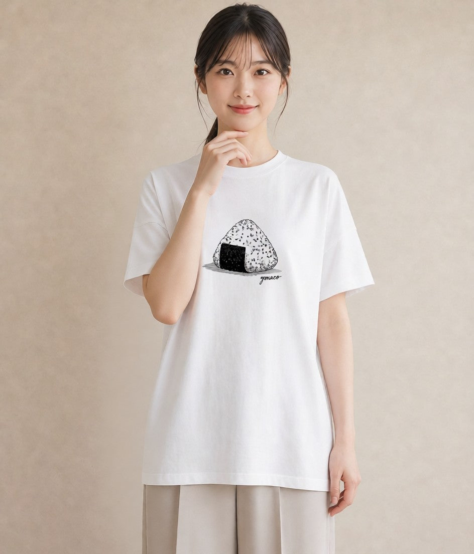 半袖Tシャツ レディース おにぎり 食べ物 フード イラスト 北欧風 部屋着 女性向けギフト 白T YMAZO