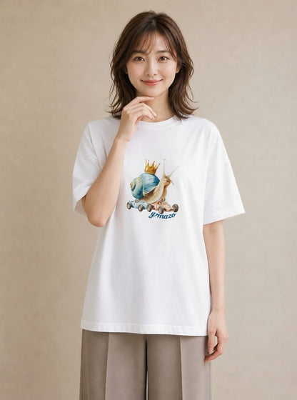 プリントTシャツ レディース かたつむり 昆虫 虫 イラスト ニュアンス 母娘コーデ 自分用 白T YMAZO