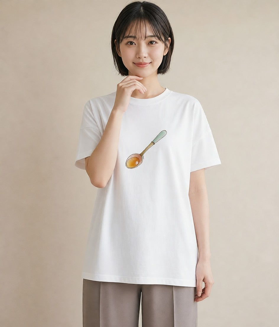 デザインTシャツ レディース 抹茶 食べ物 フード イラスト シック 海 カフェ巡り 白T YMAZO