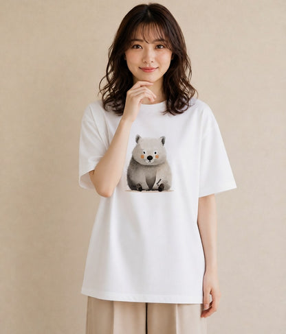 グラフィックTシャツ レディース キンクマハムスター ペット 動物 イラスト 北欧風 買い物 夏コーデ 白T YMAZO