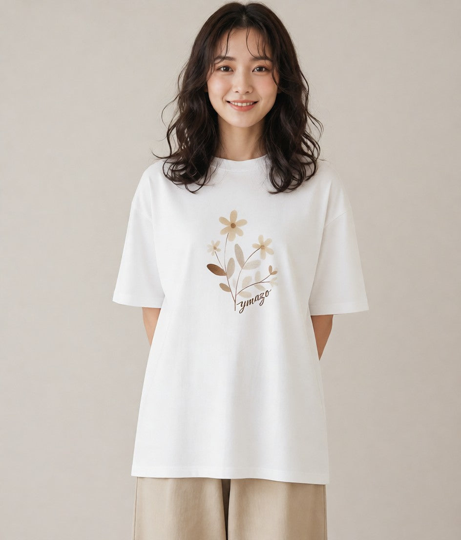 Tシャツ レディース カスミソウ かすみ草 花 花柄 イラスト 普段使い デイリーウェア 休日 白T