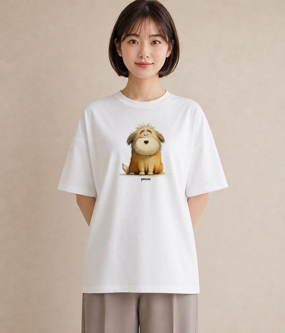 Tシャツ レディース いぬ 犬 ワンコ イラスト 上品 ルームウェア ギフト 白T YMAZO