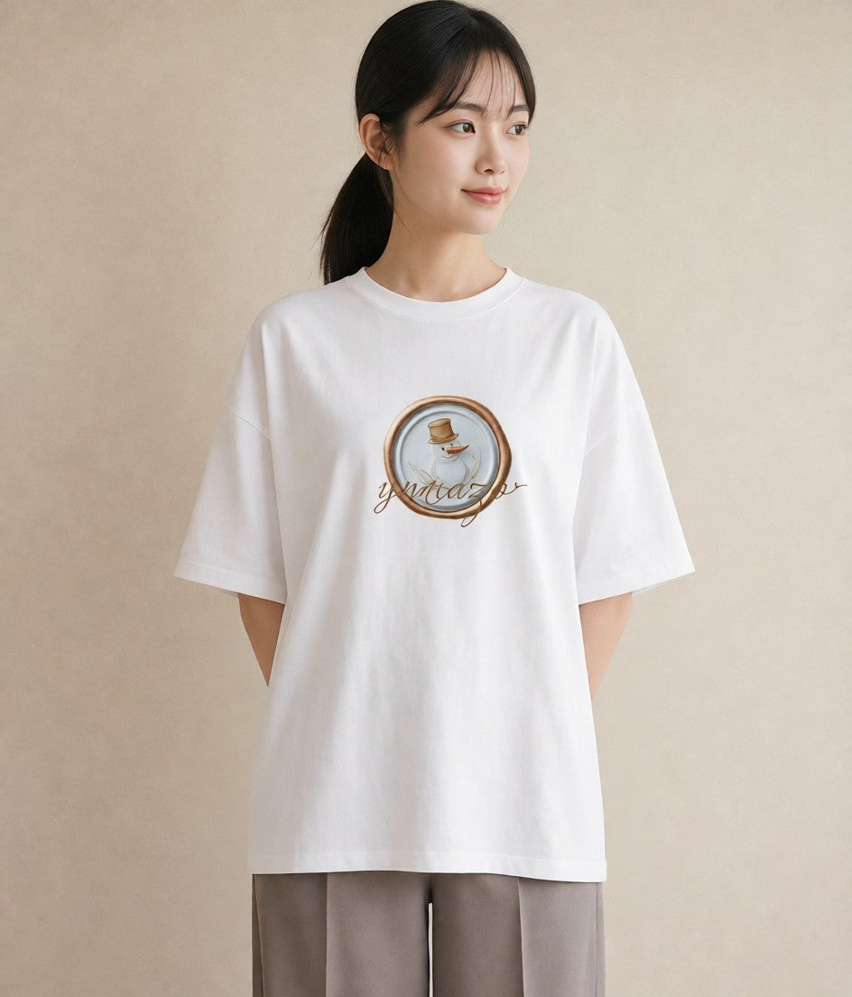 プリントTシャツ レディース 封蝋 手紙 アンティーク ナチュラル イラスト 韓国風 綿100 デート 白T YMAZO
