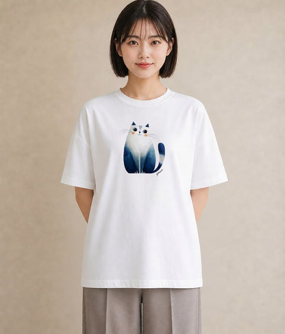 プリントTシャツ レディース エキゾチックショートヘア 猫 ねこ イラスト レトロ 通学 誕生日プレゼント 白T YMAZO