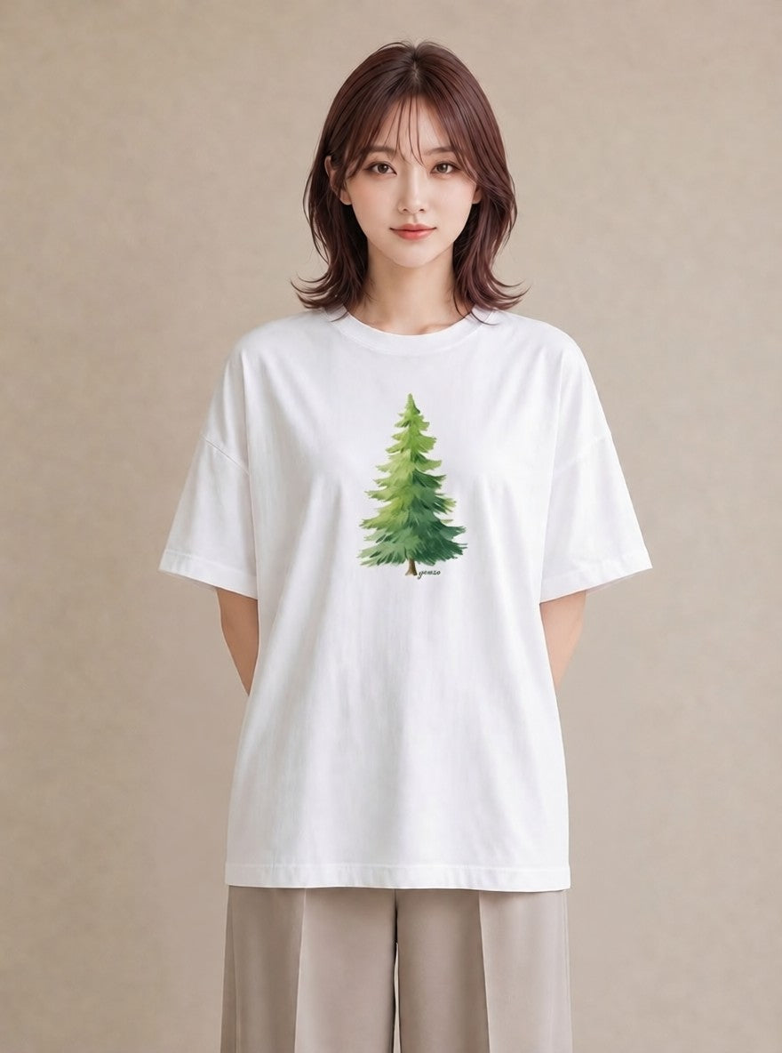 デザインTシャツ レディース 木 植物 ボタニカル イラスト シンプル 姉妹 送別ギフト 白T YMAZO