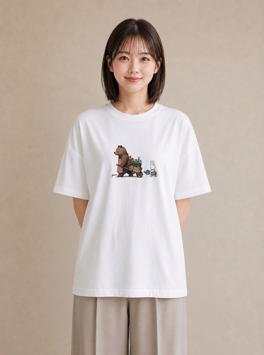 Tシャツ レディース さくら 桜 桜の枝 イラスト こなれ感 カフェ巡り 女子会 白T YMAZO
