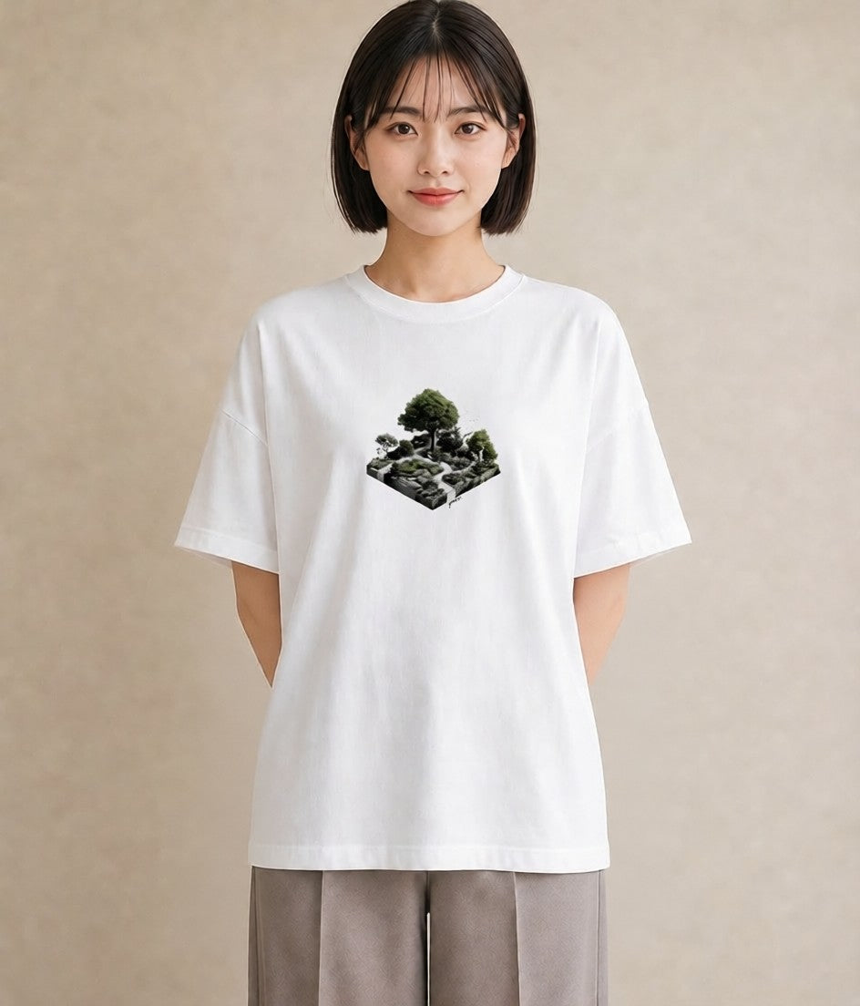 Tシャツ レディース 雨上がりの小道 雨上がり 小道 ナチュラル アンティーク イラスト 北欧風 カフェ巡り 女子会 白T YMAZO