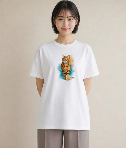 Tシャツ レディース 三毛猫 みけねこ 三毛 猫 ねこ イラスト ゆるコーデ ギフト 母の日 白T YMAZO