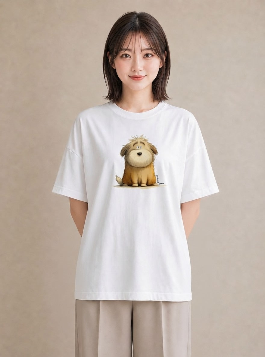 グラフィックTシャツ レディース 犬 いぬ イラスト きれいめカジュアル 自分用 ルームウェア 白T YMAZO