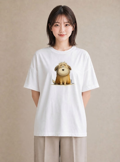 グラフィックTシャツ レディース 犬 いぬ イラスト きれいめカジュアル 自分用 ルームウェア 白T YMAZO