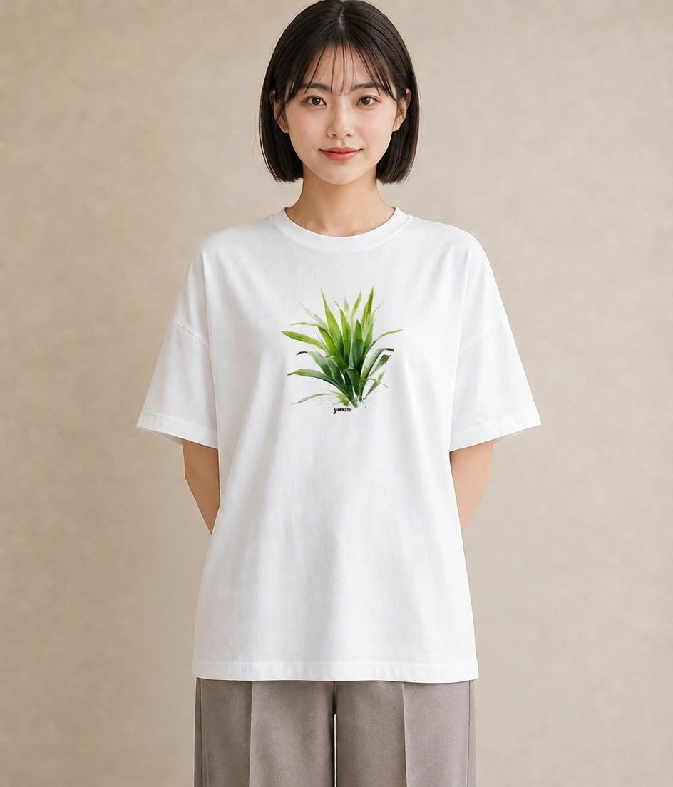 半袖Tシャツ レディース 芝生 植物 ボタニカル イラスト シンプル 20代 カジュアルコーデ 白T YMAZO