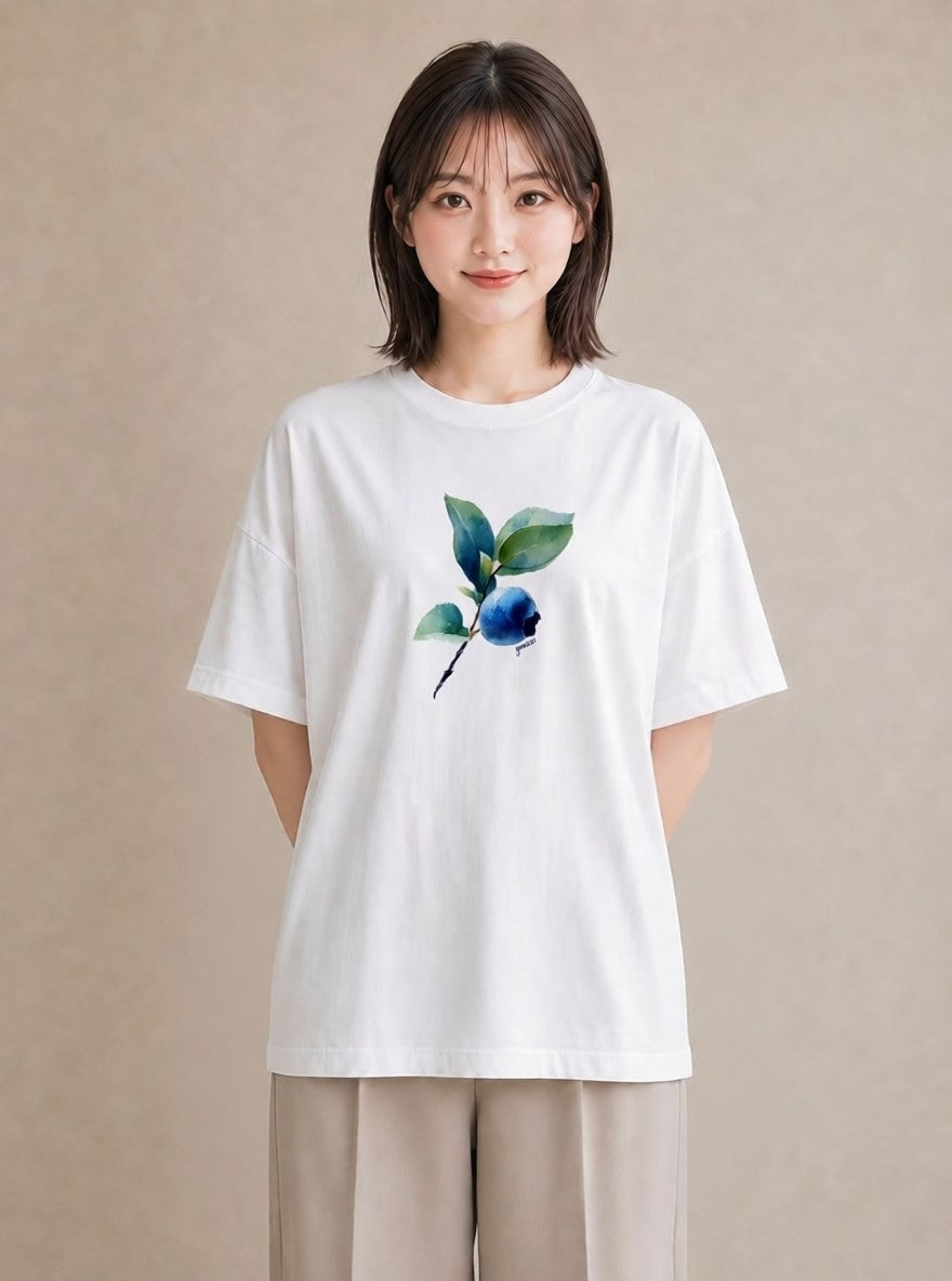 半袖Tシャツ レディース 木の実 植物 ボタニカル イラスト ゆるかわ 友達ギフト 部屋着 白T YMAZO