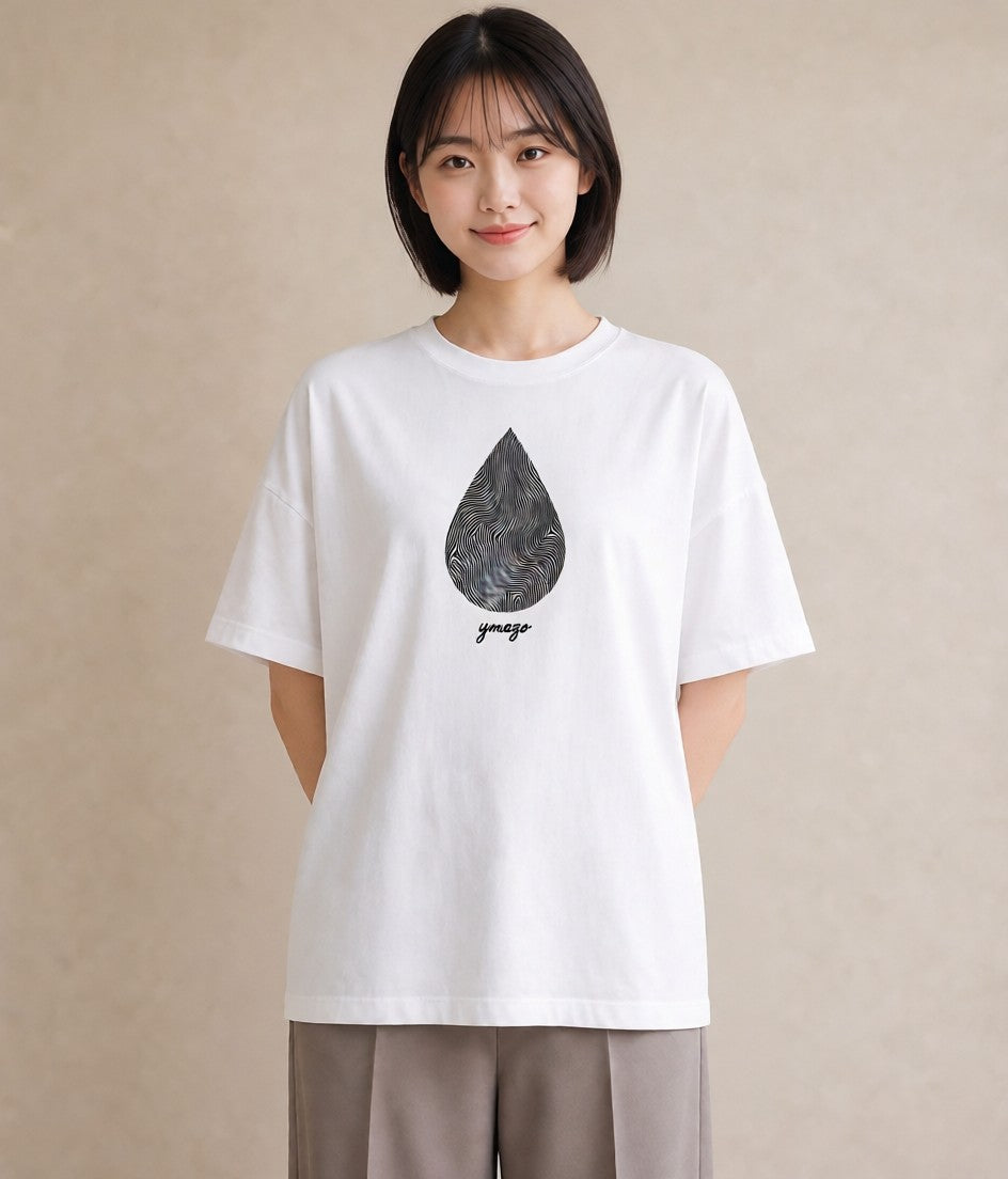 プリントTシャツ レディース 手鏡 アンティーク レトロ ナチュラル イラスト ママ カフェ服 白T YMAZO